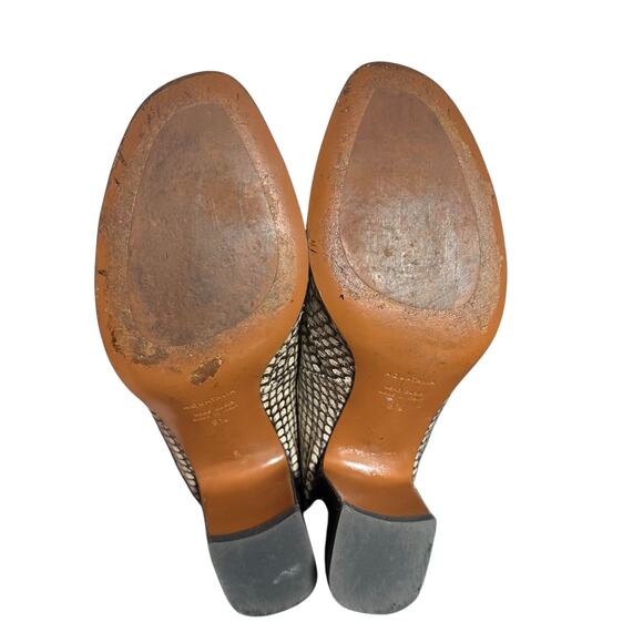 Aquatalia Python Embossed Leather Peep Toe Block Heel Mule 9.5 Italy - Picture 6 of 12